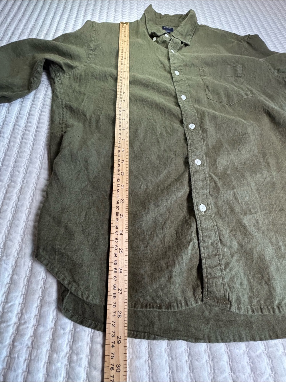J.Crew Men’s Large Olive Green Linen Blend Button Front Shirt Long Sleeve Casual - Picture 6 of 7